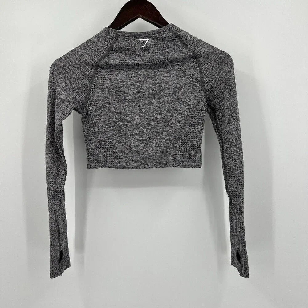 Gymshark Women's Cropped Activewear Top Tee Size S Small Gray - Picture 3 of 6